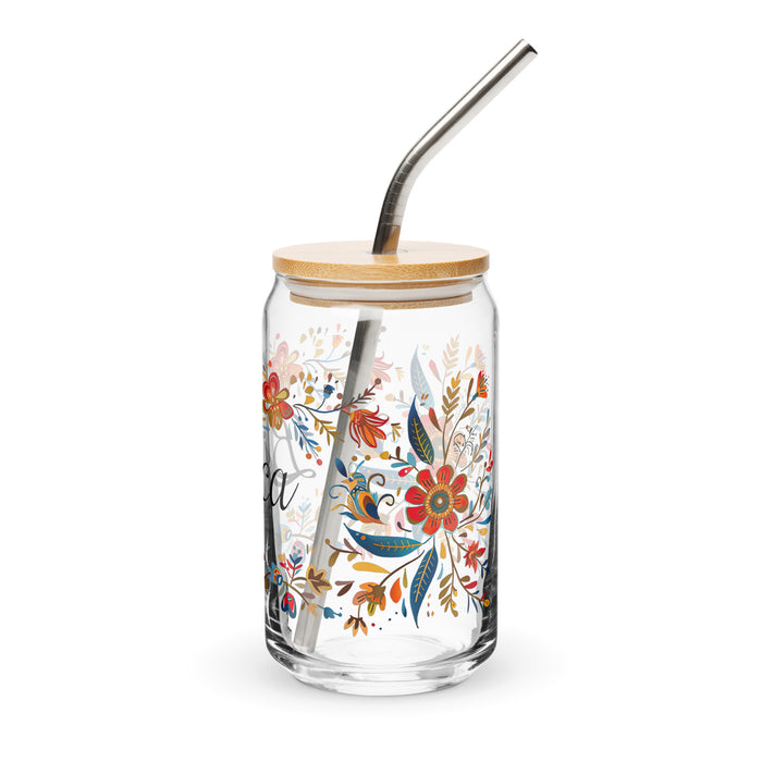 Pièce d'art exclusive Bianca en verre en forme de canette pour la maison, le bureau, le travail, la fierté mexicaine et espagnole, tasse cadeau, verre de calligraphie unique en son genre | B23