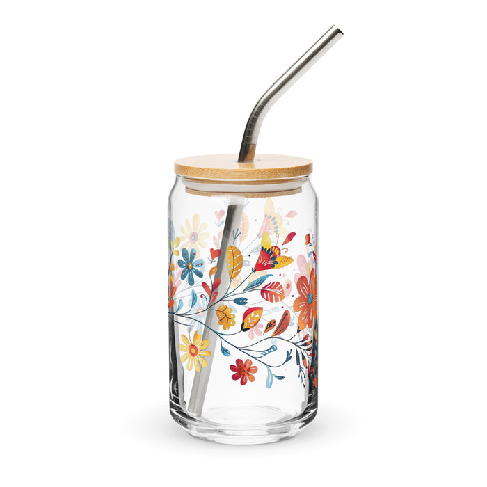 Pièce d'art exclusive Bianca en verre en forme de canette pour la maison, le bureau, le travail, la fierté mexicaine et espagnole, tasse cadeau, verre de calligraphie unique en son genre | B25