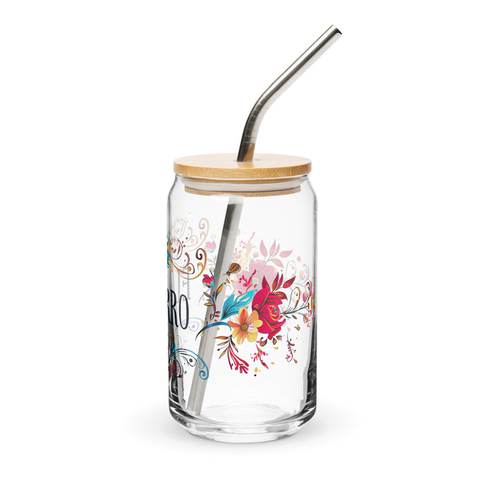 El Morro Pièce d'art exclusive en verre en forme de canette Bureau à domicile Travail Tasse cadeau de fierté espagnole mexicaine Verre de calligraphie unique en son genre | E6