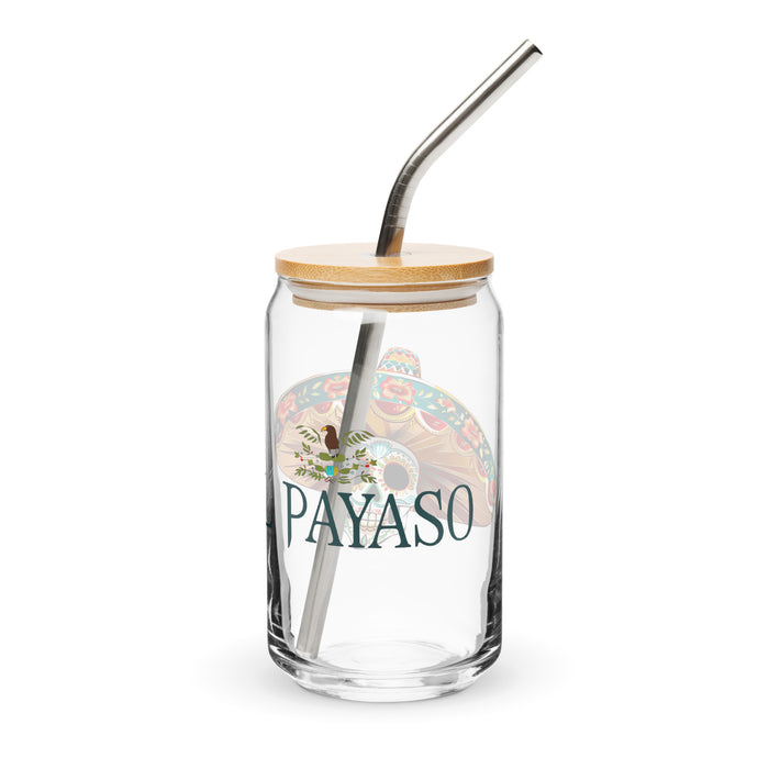 El Payaso Exclusive Art Piece Can-Shaped Glass Home Office Work Mexican Spanish Pride Gift Cup One-Of-A-Kind Calligraphy Glass | E4