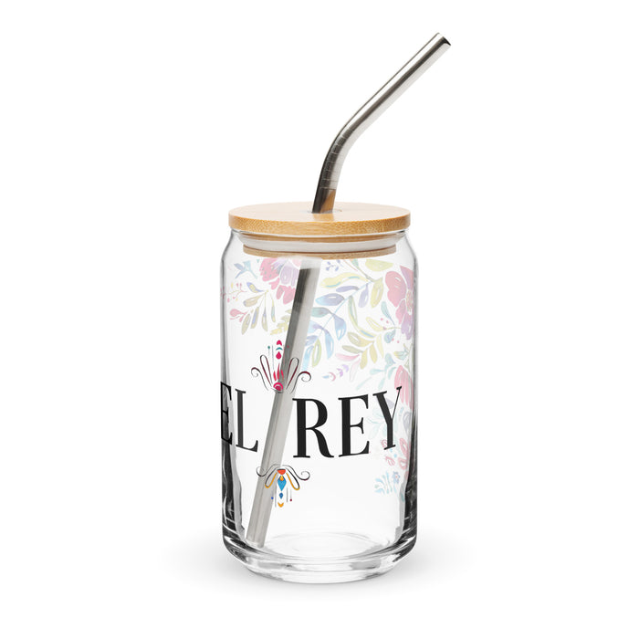 El Rey Exclusive Art Piece Can-Shaped Glass Home Office Work Mexican Spanish Pride Gift Cup One-Of-A-Kind Calligraphy Glass | E7