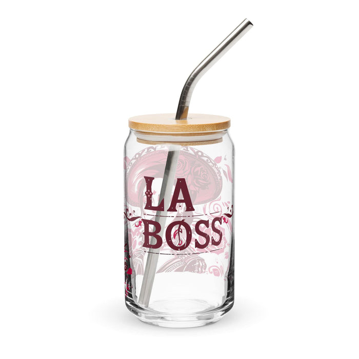 La Boss Exclusive Art Piece Can-Shaped Glass Home Office Work Mexican Spanish Pride Gift Cup One-Of-A-Kind Calligraphy Glass | L5