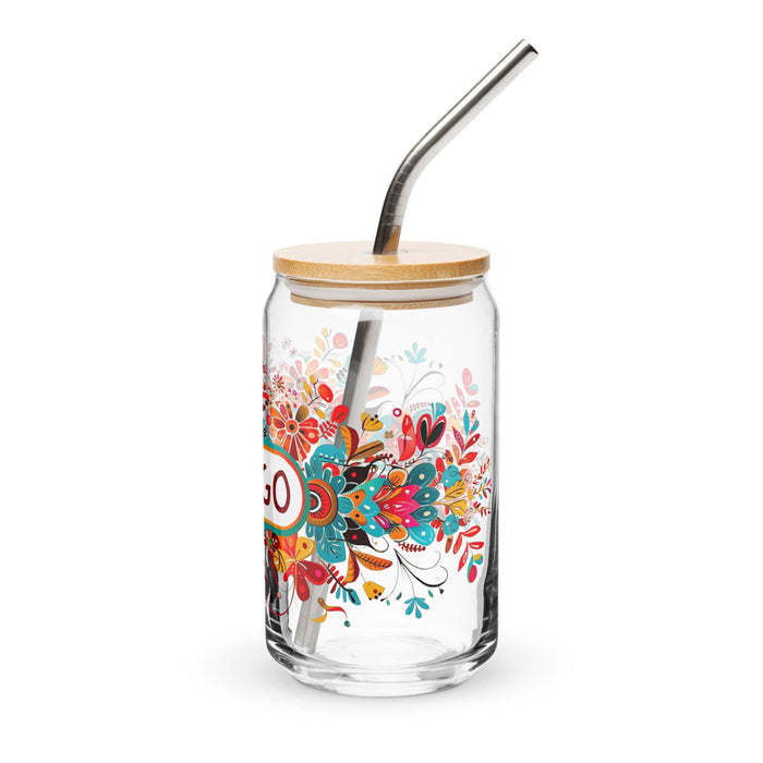 El Virgo Pièce d'art exclusive en verre en forme de canette Bureau à domicile Travail Tasse cadeau de fierté espagnole mexicaine Verre de calligraphie unique en son genre | E9