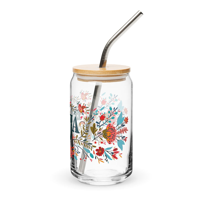 La Bruja Pièce d'art exclusive en verre en forme de canette Bureau à domicile Travail Tasse cadeau de fierté espagnole mexicaine Verre de calligraphie unique en son genre | L2