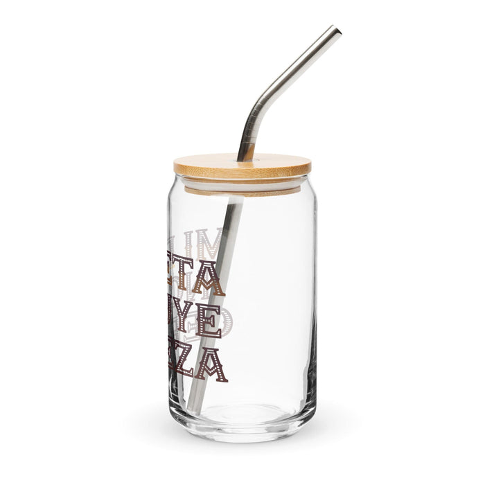 Mi Dieta Incluye Cerveza Exclusive Art Piece Can-Shaped Glass Home Office Work Mexican Spanish Pride Gift Cup One-Of-A-Kind Calligraphy Glass | M18