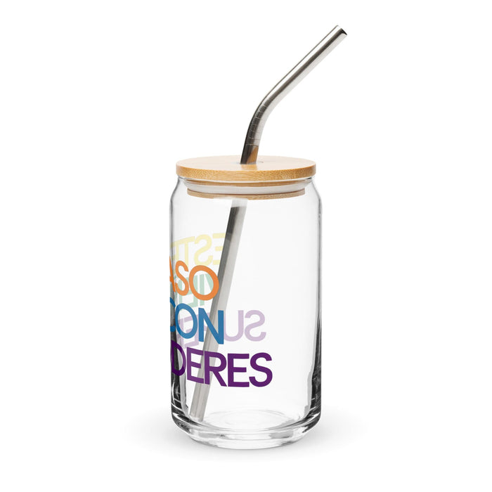 Este Vaso Viene Con Superpoderes Exclusive Art Piece Can-Shaped Glass Home Office Work Mexican Spanish Pride Gift Cup One-Of-A-Kind Calligraphy Glass | E19