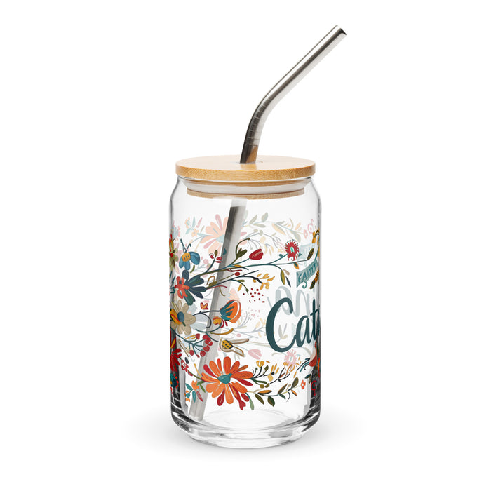 Catalina Exclusive Name Art Piece Can-Shaped Glass Home Office Work Mexican Spanish Pride Gift Cup One-Of-A-Kind Calligraphy Glass | C18