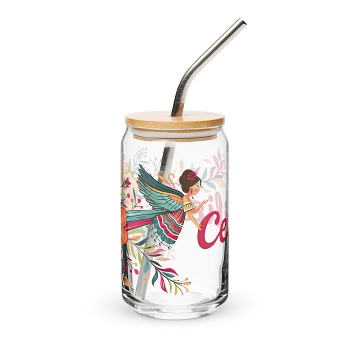 Cecilia Exclusive Name Art Piece Can-Shaped Glass Home Office Work Mexican Spanish Pride Gift Cup One-Of-A-Kind Calligraphy Glass | C26