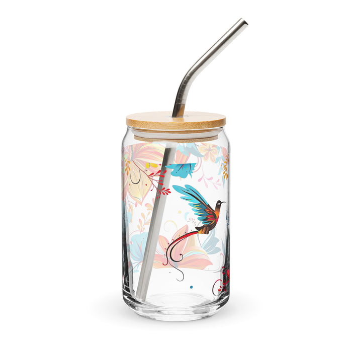 Pièce d'art exclusive Bella en verre en forme de canette pour la maison, le bureau, le travail, la fierté mexicaine et espagnole, tasse cadeau, verre de calligraphie unique en son genre | B27