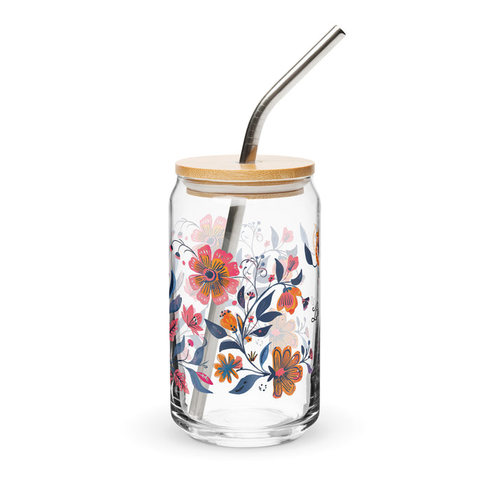 Pièce d'art exclusive avec nom de Berenice en verre en forme de canette pour la maison, le bureau, le travail, la fierté mexicaine et espagnole, tasse cadeau, verre de calligraphie unique en son genre | B8