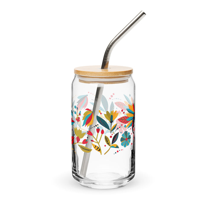 Pièce d'art exclusive avec nom de Berta en verre en forme de canette pour la maison, le bureau, le travail, la fierté mexicaine et espagnole, tasse cadeau, verre de calligraphie unique en son genre | B11