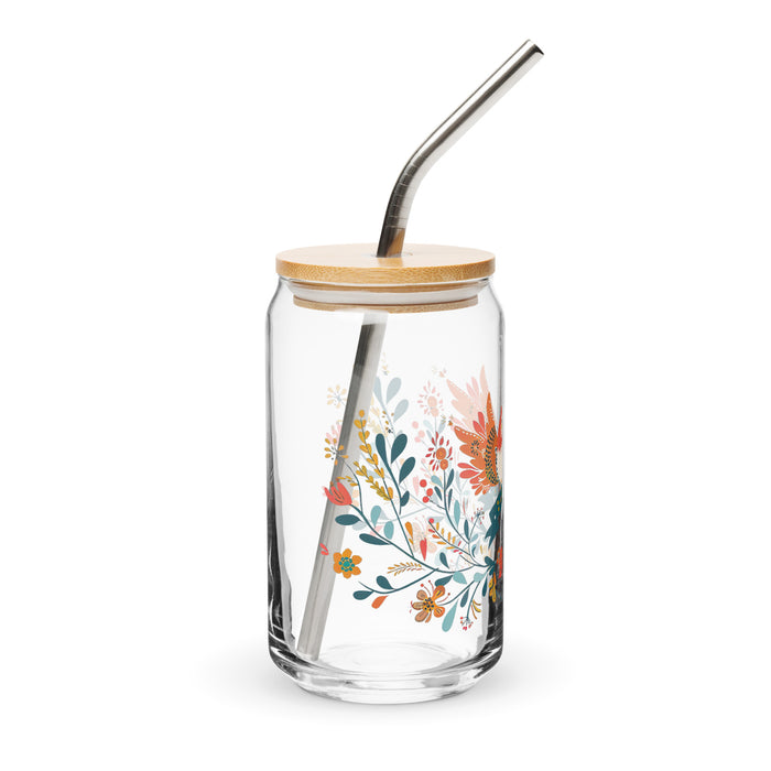 Pièce d'art exclusive avec nom de Berta en verre en forme de canette pour la maison, le bureau, le travail, la fierté mexicaine et espagnole, tasse cadeau, verre de calligraphie unique en son genre | B12