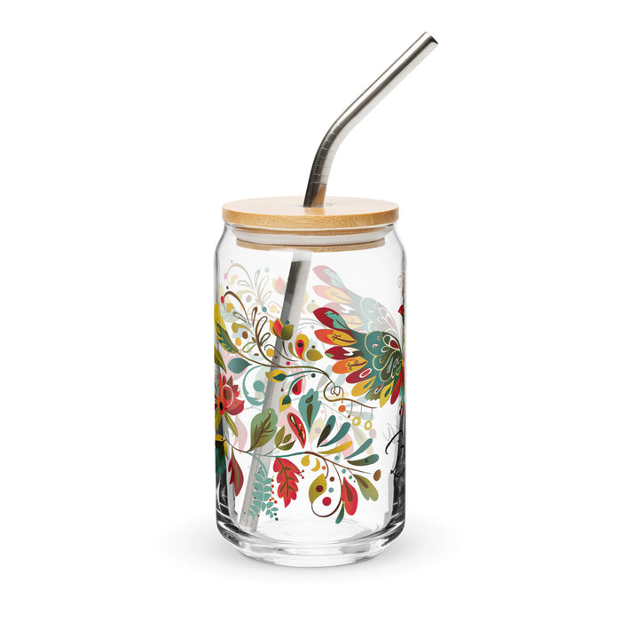 Pièce d'art exclusive Berta en verre en forme de canette pour la maison, le bureau, le travail, la fierté mexicaine et espagnole, tasse cadeau, verre de calligraphie unique en son genre | B14