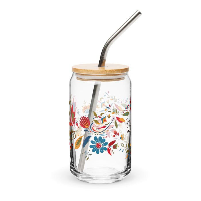 Pièce d'art exclusive Berta en verre en forme de canette pour la maison, le bureau, le travail, la fierté mexicaine et espagnole, tasse cadeau, verre de calligraphie unique en son genre | B18