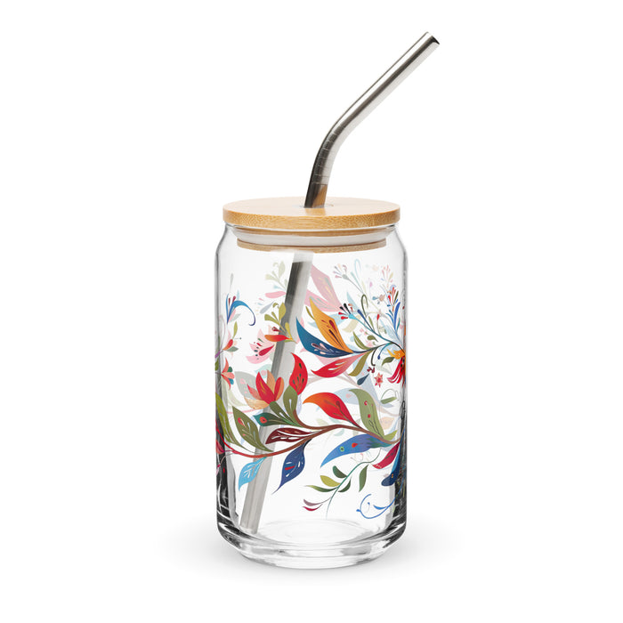 Pièce d'art exclusive Bianca en verre en forme de canette pour la maison, le bureau, le travail, la fierté mexicaine et espagnole, tasse cadeau, verre de calligraphie unique en son genre | B1