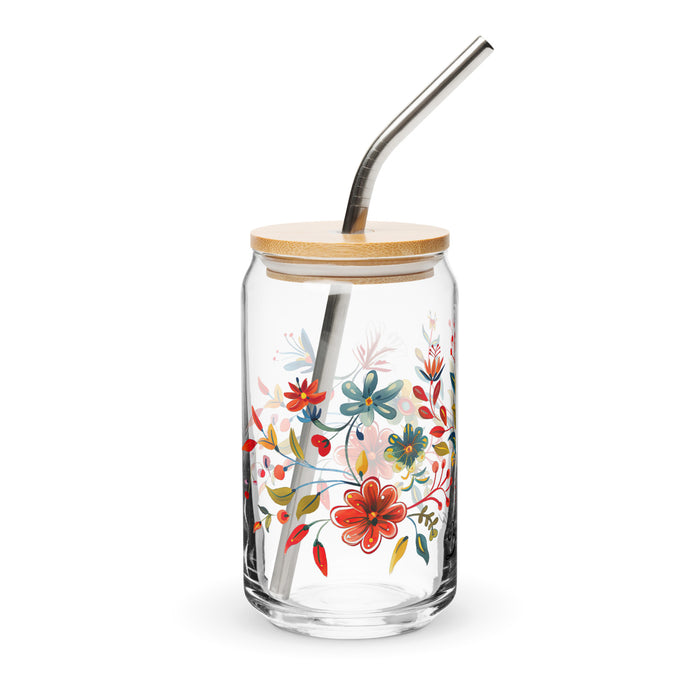 Pièce d'art exclusive avec nom de Bianca en verre en forme de canette pour la maison, le bureau, le travail, la fierté mexicaine et espagnole, tasse cadeau, verre de calligraphie unique en son genre | B9