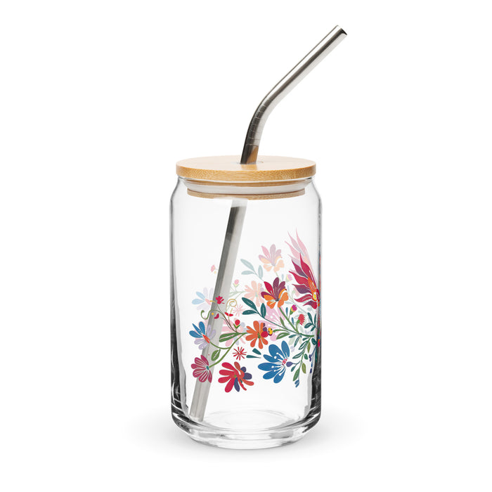 Pièce d'art exclusive Bianca en verre en forme de canette pour la maison, le bureau, le travail, la fierté mexicaine et espagnole, tasse cadeau, verre de calligraphie unique en son genre | B10