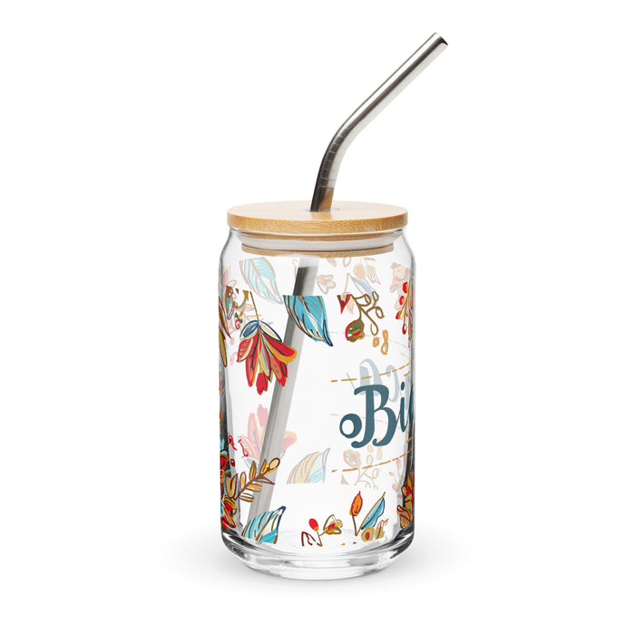 Pièce d'art exclusive Bianca en verre en forme de canette pour la maison, le bureau, le travail, la fierté mexicaine et espagnole, tasse cadeau, verre de calligraphie unique en son genre | B12