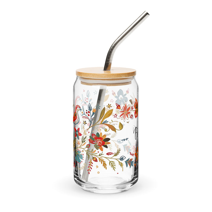 Pièce d'art exclusive Bianca en verre en forme de canette pour la maison, le bureau, le travail, la fierté mexicaine et espagnole, tasse cadeau, verre de calligraphie unique en son genre | B16