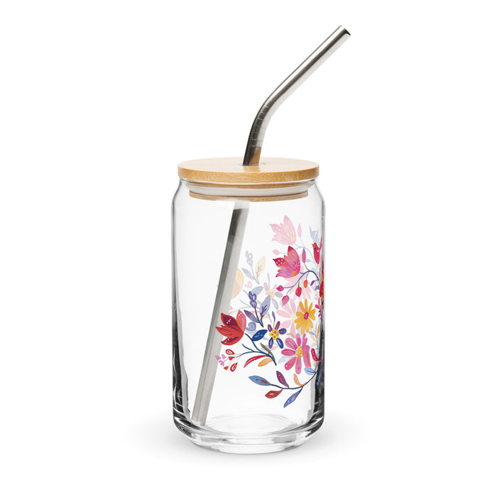 Pièce d'art exclusive Bianca en verre en forme de canette pour la maison, le bureau, le travail, la fierté mexicaine et espagnole, tasse cadeau, verre de calligraphie unique en son genre | B20