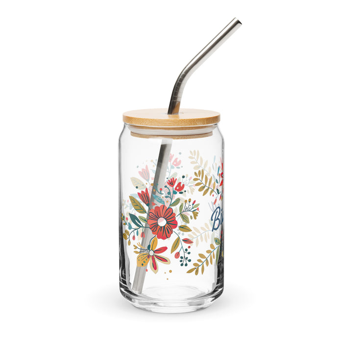 Pièce d'art exclusive Bianca en verre en forme de canette pour la maison, le bureau, le travail, la fierté mexicaine et espagnole, tasse cadeau, verre de calligraphie unique en son genre | B21