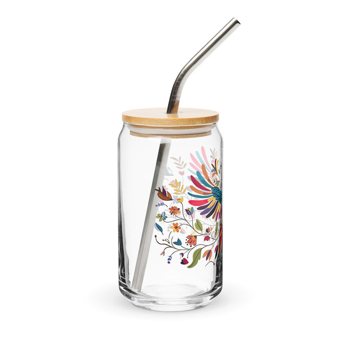 Pièce d'art exclusive de Braulio en verre en forme de canette pour la maison, le bureau, le travail, la fierté mexicaine et espagnole, tasse cadeau, verre de calligraphie unique en son genre | B10