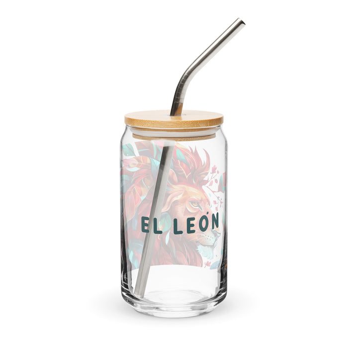 El León Exclusive Art Piece Can-Shaped Glass Home Office Work Mexican Spanish Pride Gift Cup One-Of-A-Kind Calligraphy Glass | E7