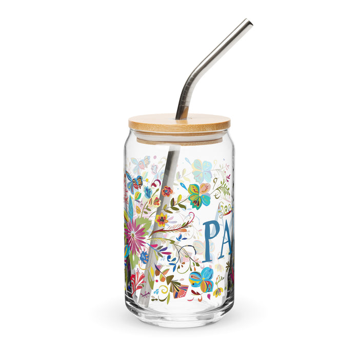 El Paisa Exclusive Art Piece Can-Shaped Glass Home Office Work Mexican Spanish Pride Gift Cup One-Of-A-Kind Calligraphy Glass | E9