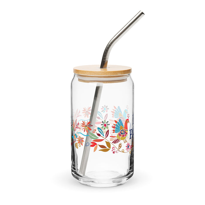 El Paisa Exclusive Art Piece Can-Shaped Glass Home Office Work Mexican Spanish Pride Gift Cup One-Of-A-Kind Calligraphy Glass | E10