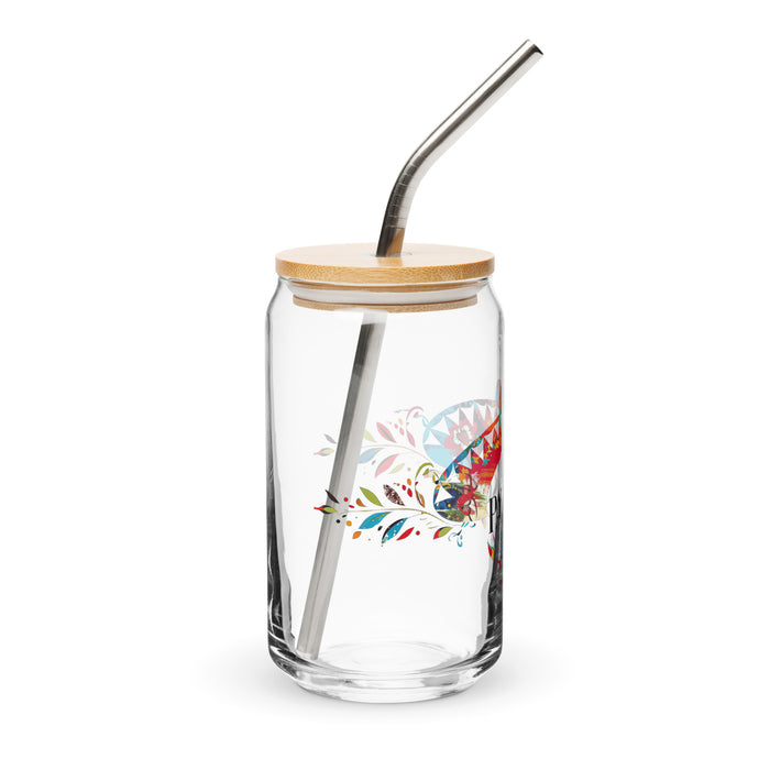 El Payaso Exclusive Art Piece Can-Shaped Glass Home Office Work Mexican Spanish Pride Gift Cup One-Of-A-Kind Calligraphy Glass | E12