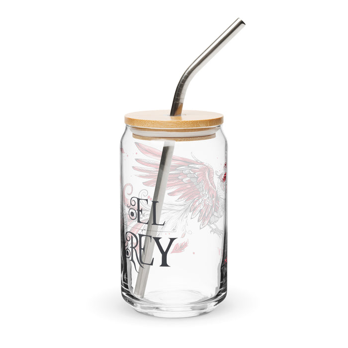 El Rey Exclusive Art Piece Can-Shaped Glass Home Office Work Mexican Spanish Pride Gift Cup One-Of-A-Kind Calligraphy Glass | E11