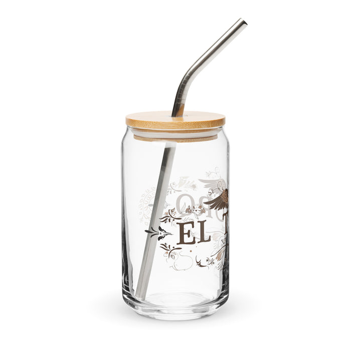 El Tauro Exclusive Art Piece Can-Shaped Glass Home Office Work Mexican Spanish Pride Gift Cup One-Of-A-Kind Calligraphy Glass | E4