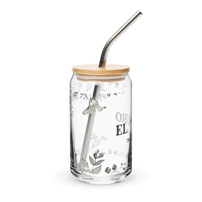 El Tauro Exclusive Art Piece Can-Shaped Glass Home Office Work Mexican Spanish Pride Gift Cup One-Of-A-Kind Calligraphy Glass | E7