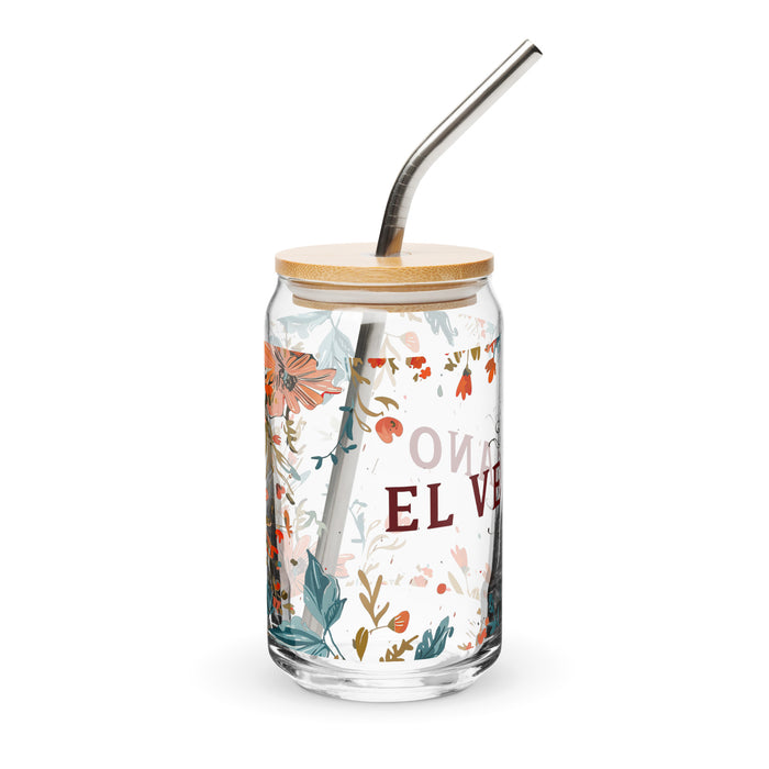 El Vegano Exclusive Art Piece Can-Shaped Glass Home Office Work Mexican Spanish Pride Gift Cup One-Of-A-Kind Calligraphy Glass | E1