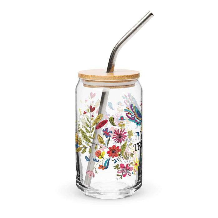 El Trendy Pièce d'art exclusive en verre en forme de canette Bureau à domicile Travail Tasse cadeau de fierté espagnole mexicaine Verre de calligraphie unique en son genre | E12