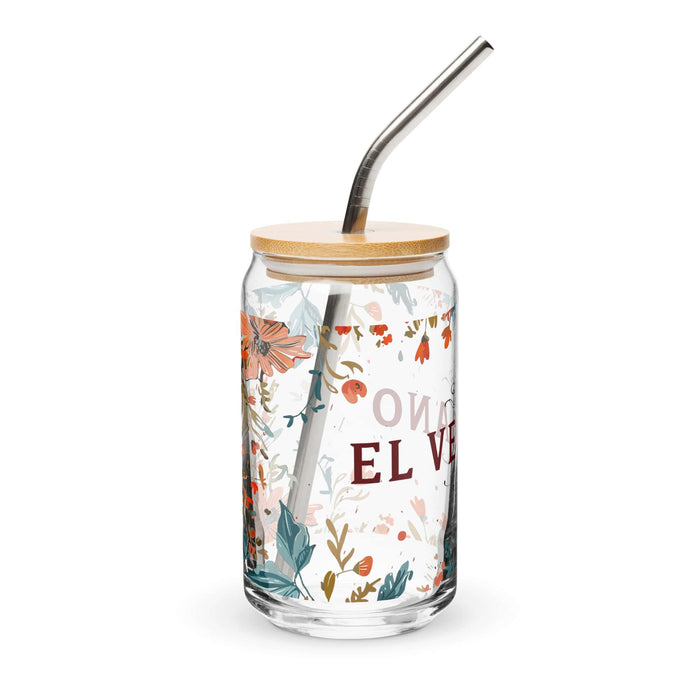 El Vegano Pièce d'art exclusive en verre en forme de canette Bureau à domicile Travail Tasse cadeau de fierté espagnole mexicaine Verre de calligraphie unique en son genre | E3