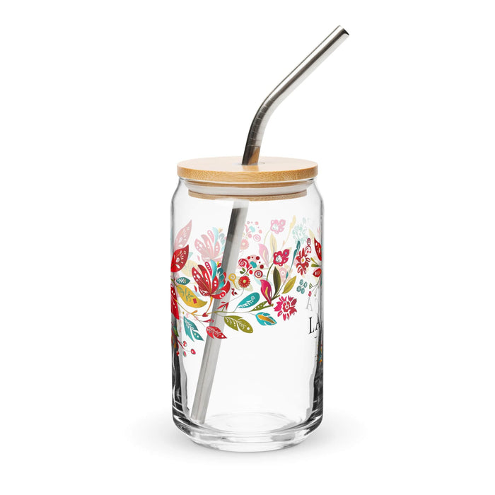 Pièce d'art exclusive La Loca en verre en forme de canette pour la maison, le bureau, le travail, la fierté mexicaine et espagnole, tasse cadeau, verre de calligraphie unique en son genre | L2