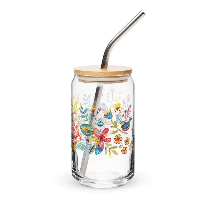 Pièce d'art exclusive La Loca en verre en forme de canette pour le travail à domicile, le bureau, la fierté mexicaine et espagnole, tasse cadeau, verre de calligraphie unique en son genre | L7