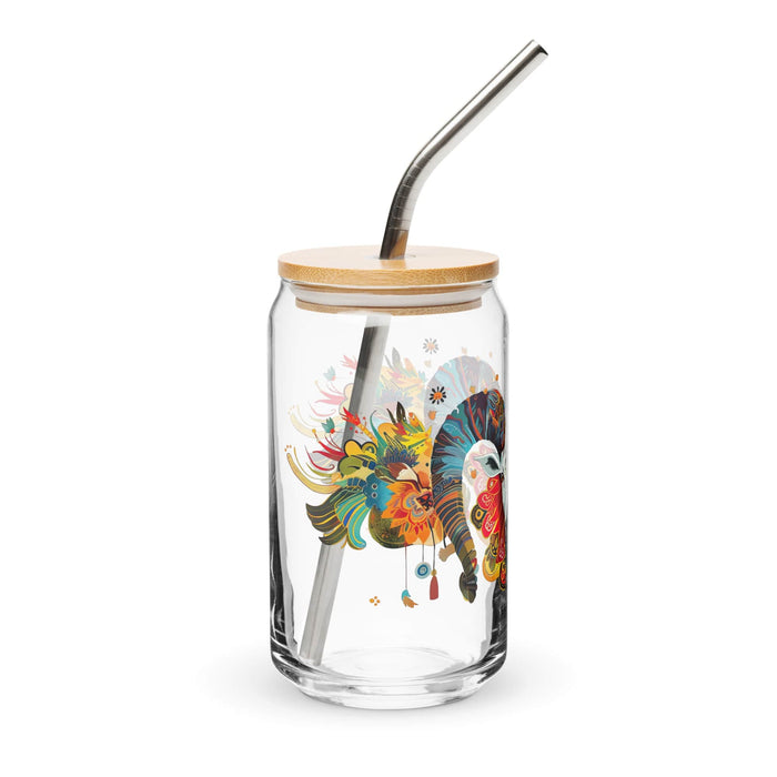 El Aries Pièce d'art exclusive en verre en forme de canette Bureau à domicile Travail Tasse cadeau de fierté espagnole mexicaine Verre de calligraphie unique en son genre | E3