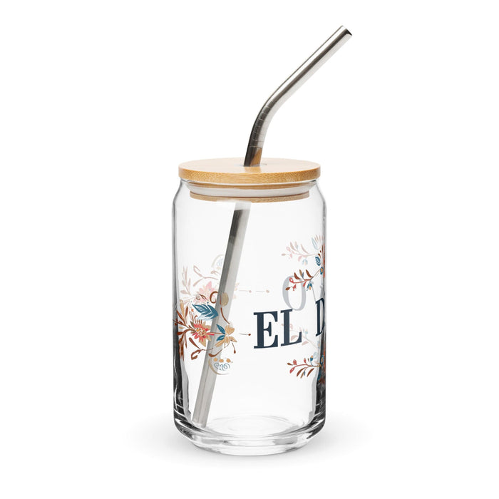 El Divo Pièce d'art exclusive en verre en forme de canette Bureau à domicile Travail Tasse cadeau de fierté espagnole mexicaine Verre de calligraphie unique en son genre | E3