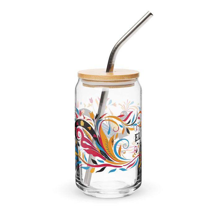 El Divo Exclusive Art Piece Can-Shaped Glass Home Office Work Mexican Spanish Pride Gift Cup One-Of-A-Kind Calligraphy Glass | E6