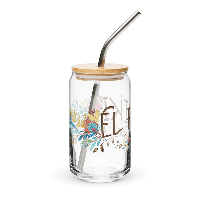 El Friki Pièce d'art exclusive en verre en forme de canette Bureau à domicile Travail Tasse cadeau de fierté espagnole mexicaine Verre de calligraphie unique en son genre | E12