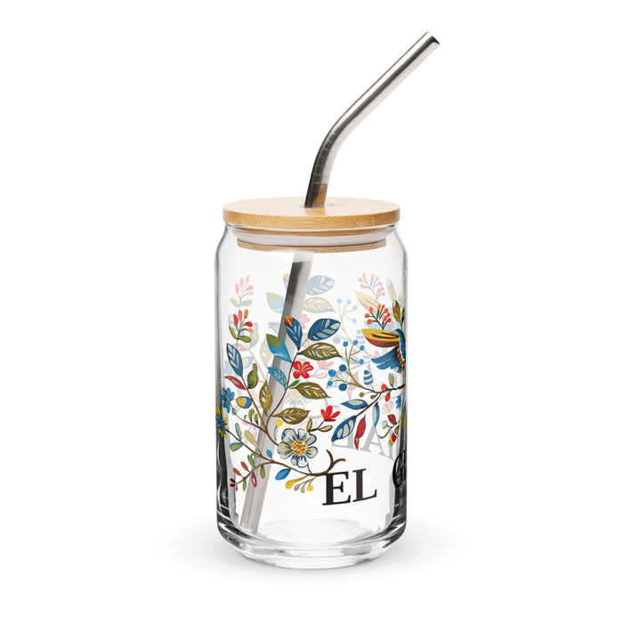 El Genial Exclusive Art Piece Can-Shaped Glass Home Office Work Mexican Spanish Pride Gift Cup One-Of-A-Kind Calligraphy Glass | E2