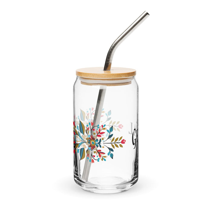 El Genial Exclusive Art Piece Can-Shaped Glass Home Office Work Mexican Spanish Pride Gift Cup One-Of-A-Kind Calligraphy Glass | E4