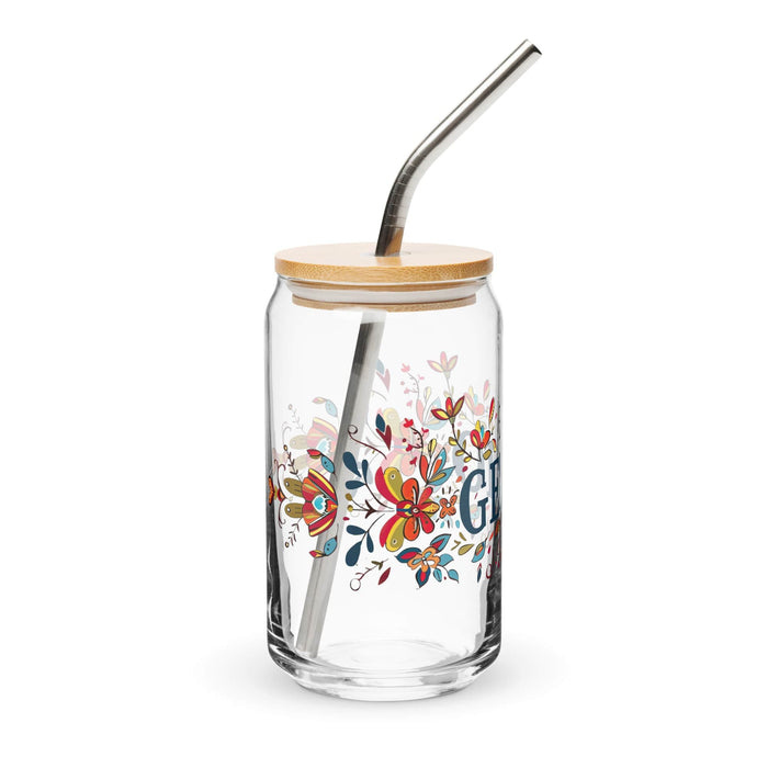 Pieza de arte exclusiva de El Genio, vaso de vidrio con forma de lata para el hogar, la oficina, el trabajo, el orgullo mexicano, el regalo, vaso de vidrio con caligrafía única en su tipo | E14