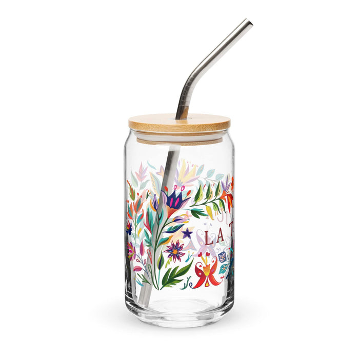 Pièce d'art exclusive La Toxica en verre en forme de canette pour la maison, le bureau, le travail, la fierté mexicaine et espagnole, tasse cadeau, verre de calligraphie unique en son genre | L16