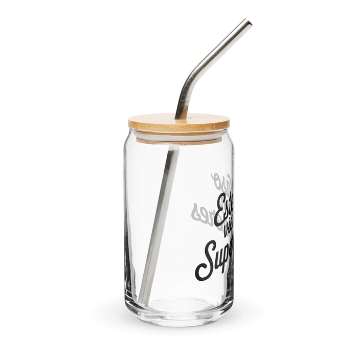 Ce vase vit avec des super pouvoirs Pièce d'art exclusive Verre en forme de canette Bureau à domicile Travail Fierté espagnole mexicaine Tasse cadeau Verre de calligraphie unique en son genre | E20