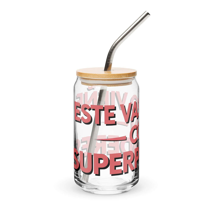 Este Vaso Viene Con Superpoderes Exclusive Art Piece Can-Shaped Glass Home Office Work Mexican Spanish Pride Gift Cup One-Of-A-Kind Calligraphy Glass | E23