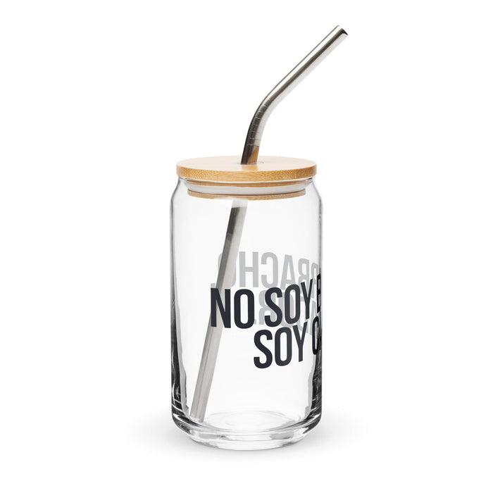 No Soy Borracho, Soy Catador Exclusive Art Piece Can-Shaped Glass Home Office Work Mexican Spanish Pride Gift Cup One-Of-A-Kind Calligraphy Glass | N13