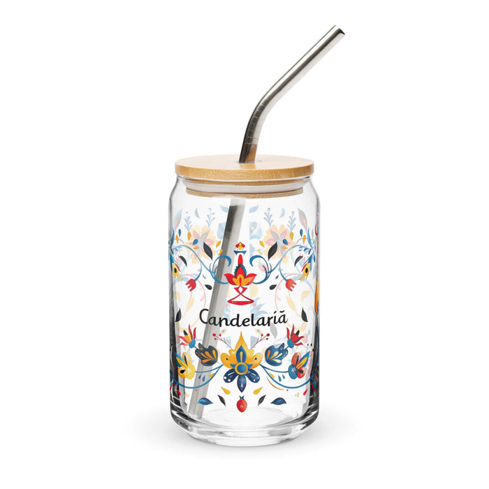 Candelaria Exclusive Name Art Piece Can-Shaped Glass Home Office Work Mexican Spanish Pride Gift Cup One-Of-A-Kind Calligraphy Glass | C10 Mexicada 16 oz With Lid & Straw